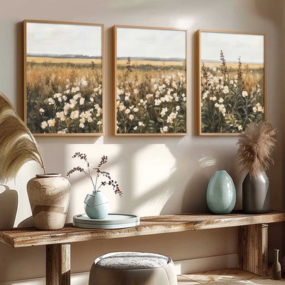 Big Aesthetic Landscape View Wall Art Paintings | Flowers Landscape Framed Painting | Vastu Frames for Living Room Bedroom Wall Decor