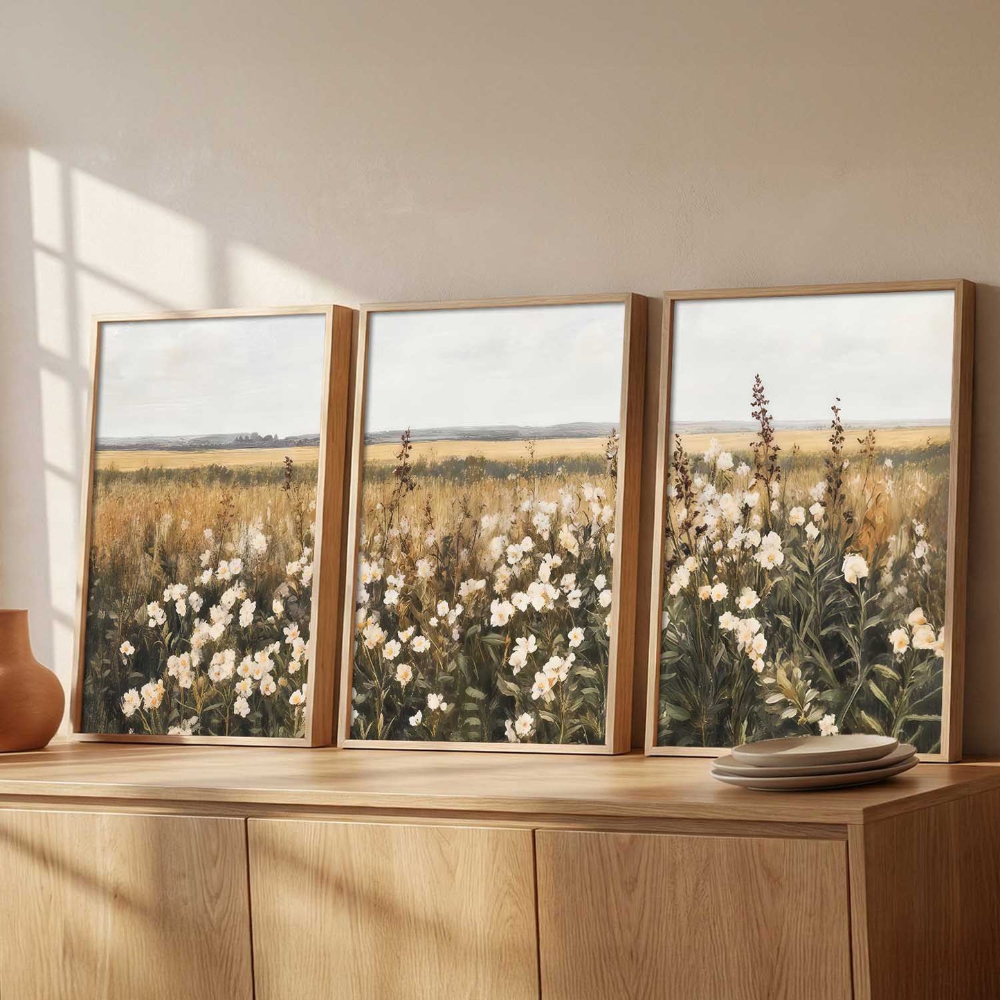 Big Aesthetic Landscape View Wall Art Paintings | Flowers Landscape Framed Painting | Vastu Frames for Living Room Bedroom Wall Decor