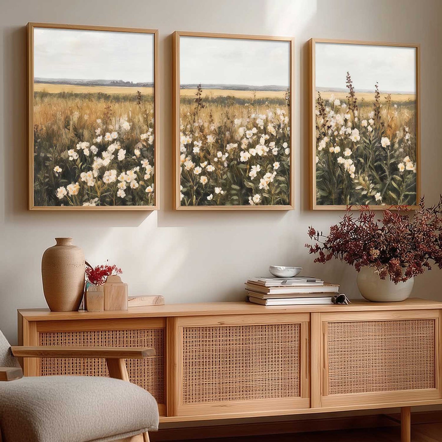 Big Aesthetic Landscape View Wall Art Paintings | Flowers Landscape Framed Painting | Vastu Frames for Living Room Bedroom Wall Decor