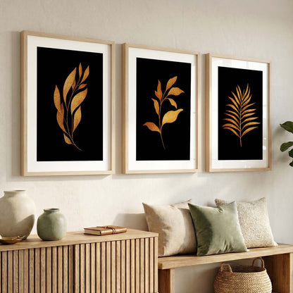 Golden Leaf Wall Posters with Frame
