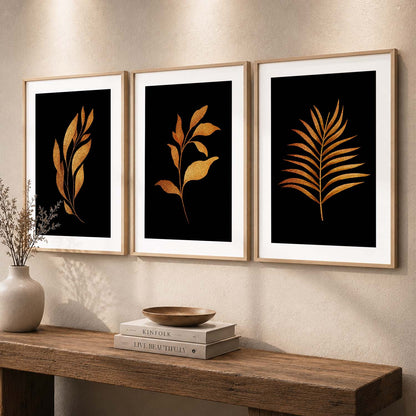 Golden Leaf Wall Posters with Frame