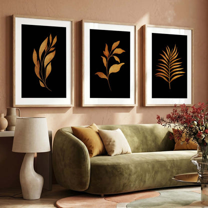 Golden Leaf Wall Posters with Frame