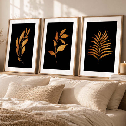 Golden Leaf Wall Posters with Frame