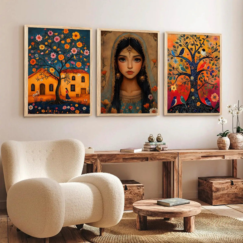 Kotart Traditional Indian Wall Art Paintings for Living Room - Wall Poster With frames