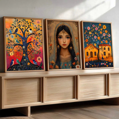 Kotart Traditional Indian Wall Art Paintings for Living Room - Wall Poster With frames