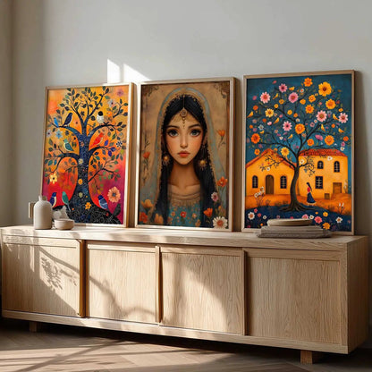 Kotart Traditional Indian Wall Art Paintings for Living Room - Wall Poster With frames