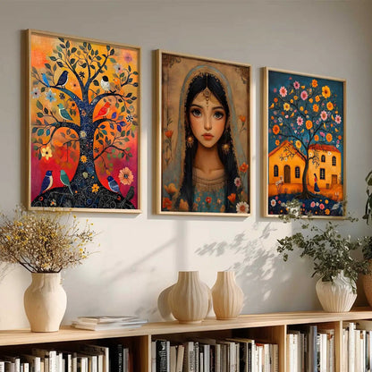 Kotart Traditional Indian Wall Art Paintings for Living Room - Wall Poster With frames