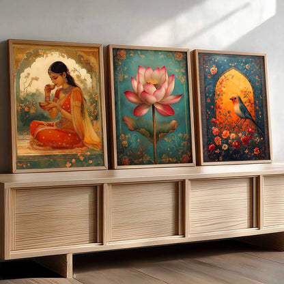 Kotart Traditional Indian Wall Art Paintings for Living Room - Wall Poster With frames