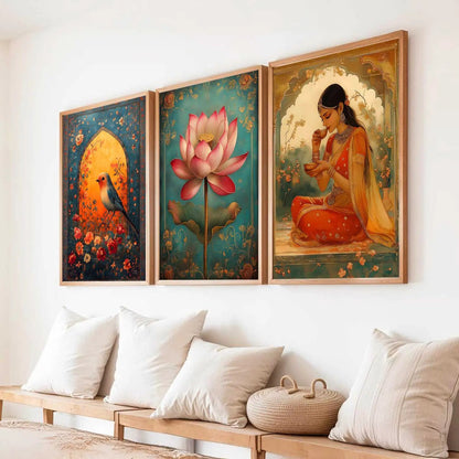 Kotart Traditional Indian Wall Art Paintings for Living Room - Wall Poster With frames