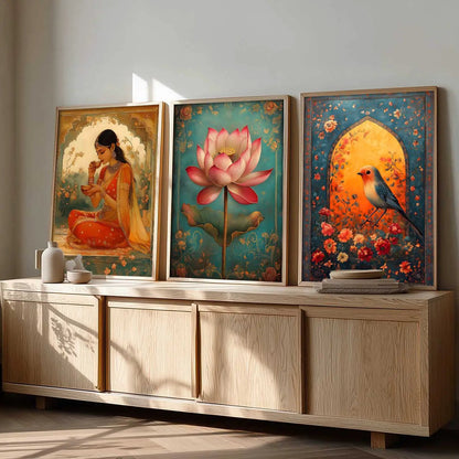 Kotart Traditional Indian Wall Art Paintings for Living Room - Wall Poster With frames