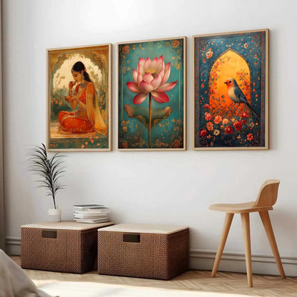 Kotart Traditional Indian Wall Art Paintings for Living Room - Wall Poster With frames