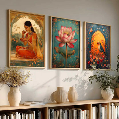 Kotart Traditional Indian Wall Art Paintings for Living Room - Wall Poster With frames