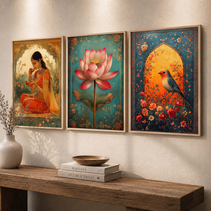 Kotart Traditional Indian Wall Art Paintings for Living Room - Wall Poster With frames