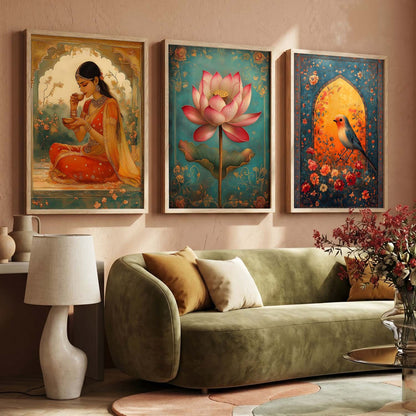 Kotart Traditional Indian Wall Art Paintings for Living Room - Wall Poster With frames