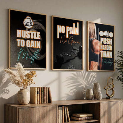 Kotart Motivational / Inspirational Gym Workout Quotes Framed Wall Posters with Frame for Wall Room Gym Wall Frames - Framed Posters for Gym - Wall Posters for Room ( 11 x 14 inch, Framed ) Set of 3