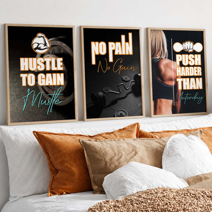 Kotart Motivational / Inspirational Gym Workout Quotes Framed Wall Posters with Frame for Wall Room Gym Wall Frames - Framed Posters for Gym - Wall Posters for Room ( 11 x 14 inch, Framed ) Set of 3