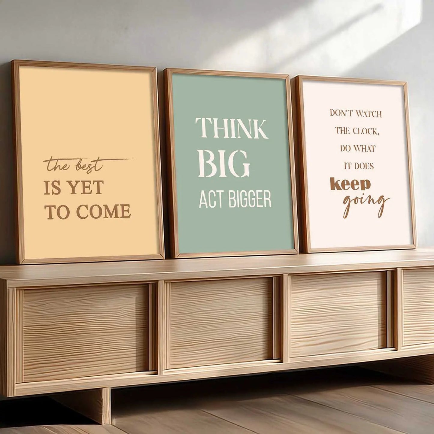 Dream Big Self Belief Modern Typography Motivational Quotes Wall Art Set of 3 Framed Prints