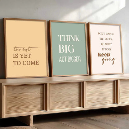 Dream Big Self Belief Modern Typography Motivational Quotes Wall Art Set of 3 Framed Prints