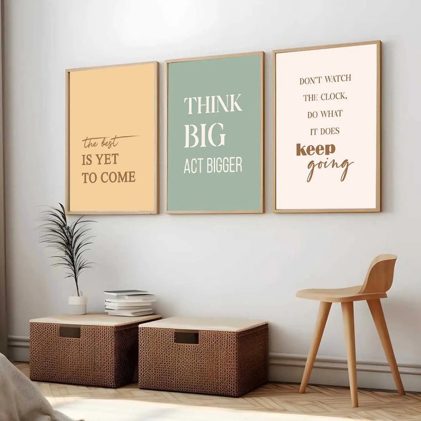 Dream Big Self Belief Modern Typography Motivational Quotes Wall Art Set of 3 Framed Prints