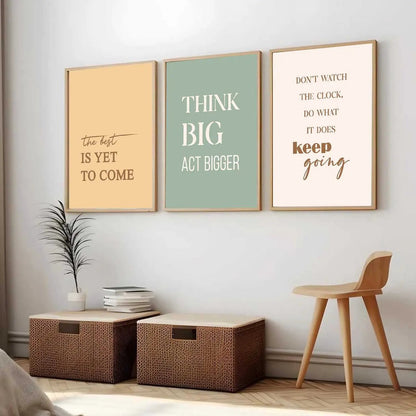 Dream Big Self Belief Modern Typography Motivational Quotes Wall Art Set of 3 Framed Prints