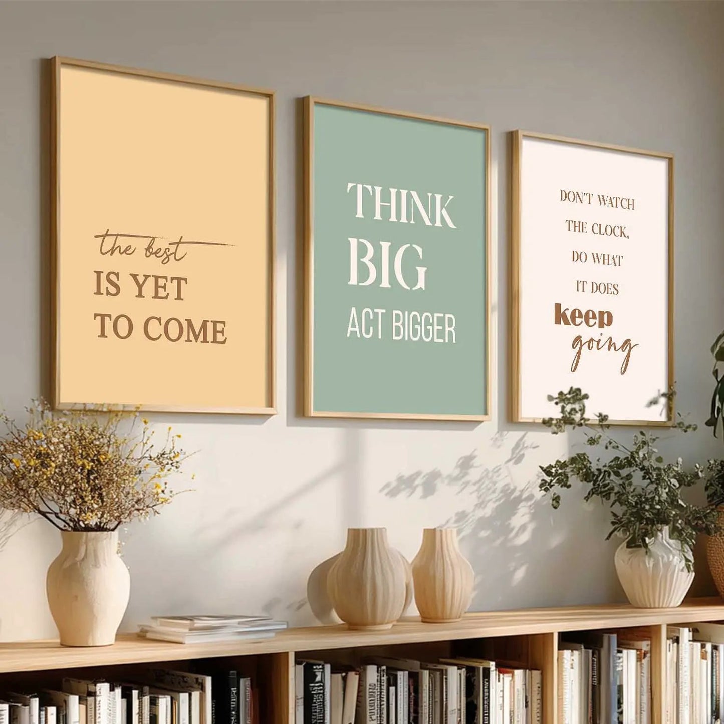 Dream Big Self Belief Modern Typography Motivational Quotes Wall Art Set of 3 Framed Prints