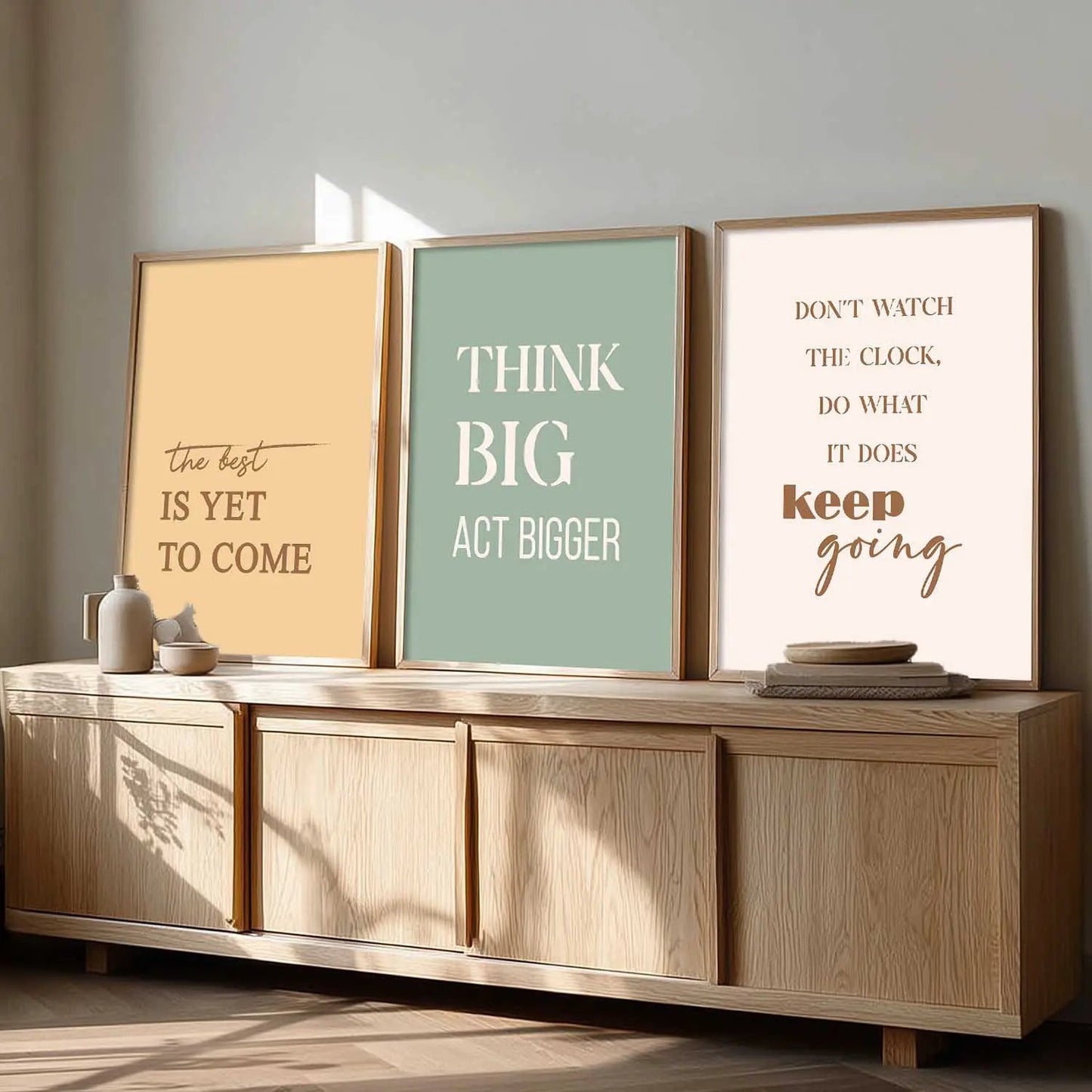 Dream Big Self Belief Modern Typography Motivational Quotes Wall Art Set of 3 Framed Prints