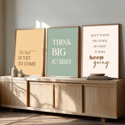 Dream Big Self Belief Modern Typography Motivational Quotes Wall Art Set of 3 Framed Prints