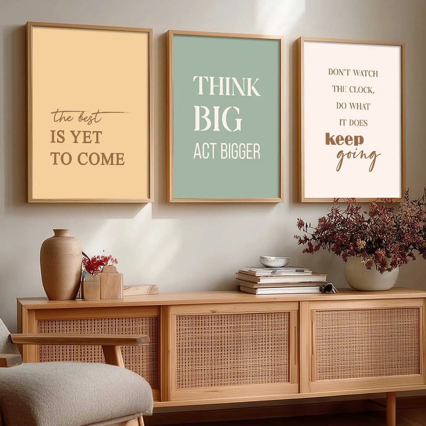 Dream Big Self Belief Modern Typography Motivational Quotes Wall Art Set of 3 Framed Prints