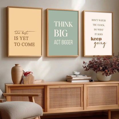 Dream Big Self Belief Modern Typography Motivational Quotes Wall Art Set of 3 Framed Prints