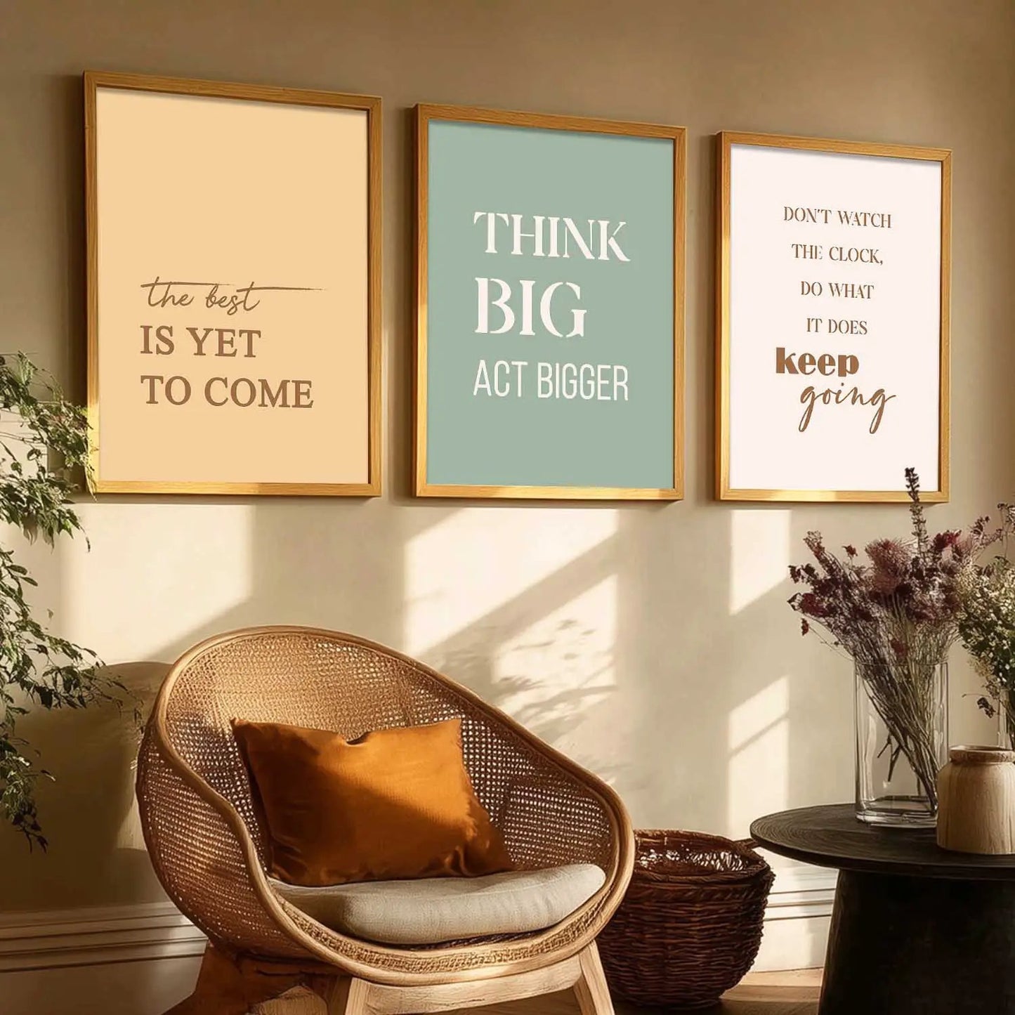 Dream Big Self Belief Modern Typography Motivational Quotes Wall Art Set of 3 Framed Prints