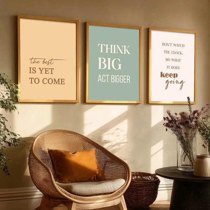 Dream Big Self Belief Modern Typography Motivational Quotes Wall Art Set of 3 Framed Prints