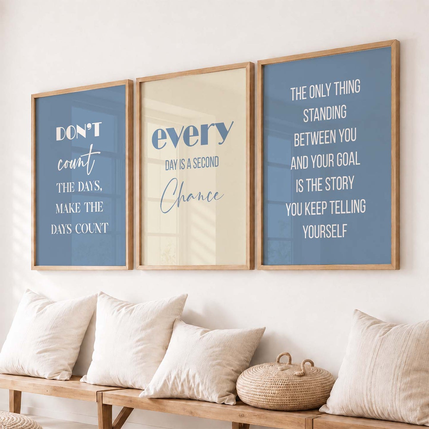 Daily Motivation Modern Typography Motivational Quotes Wall Art Set of 3 Framed Prints