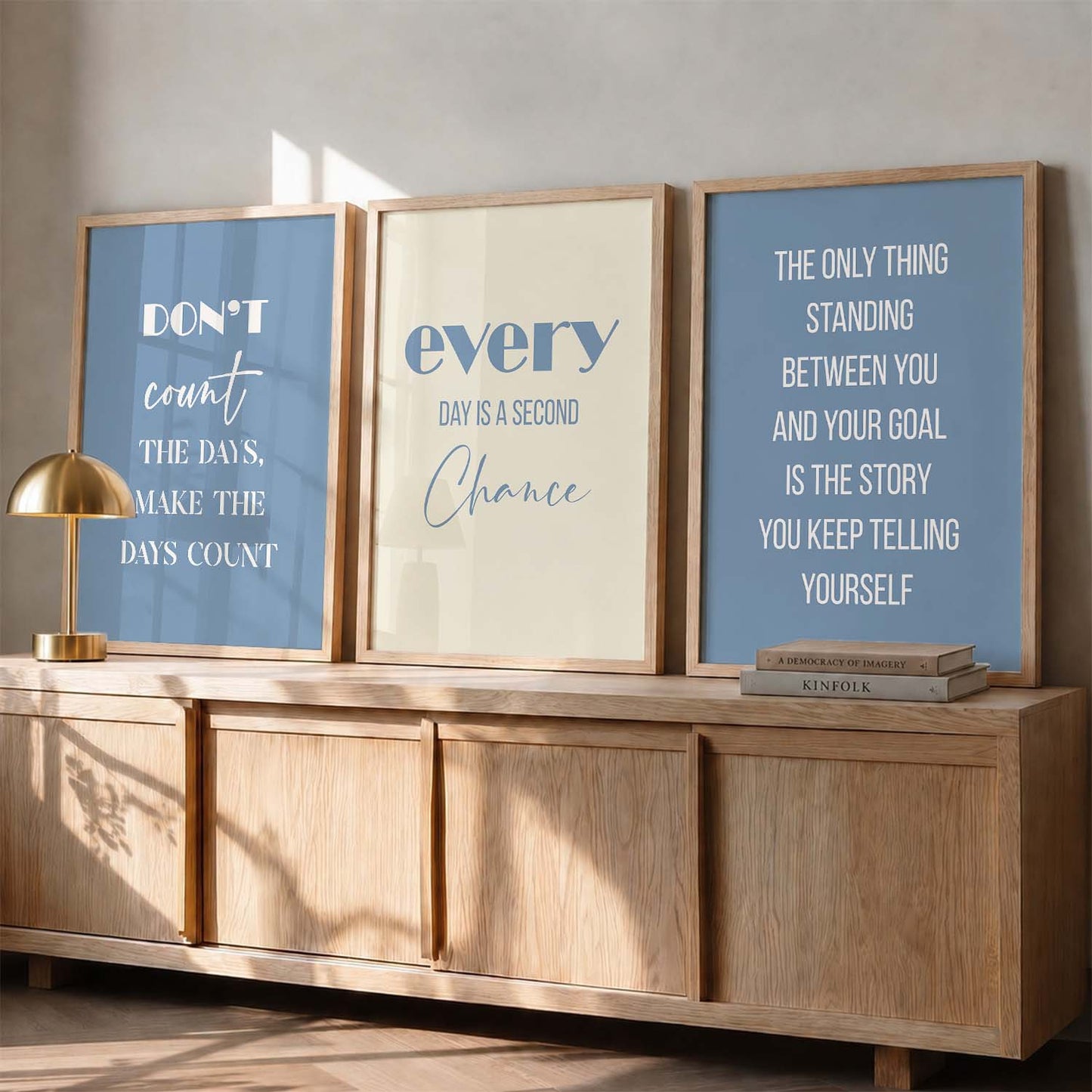Daily Motivation Modern Typography Motivational Quotes Wall Art Set of 3 Framed Prints