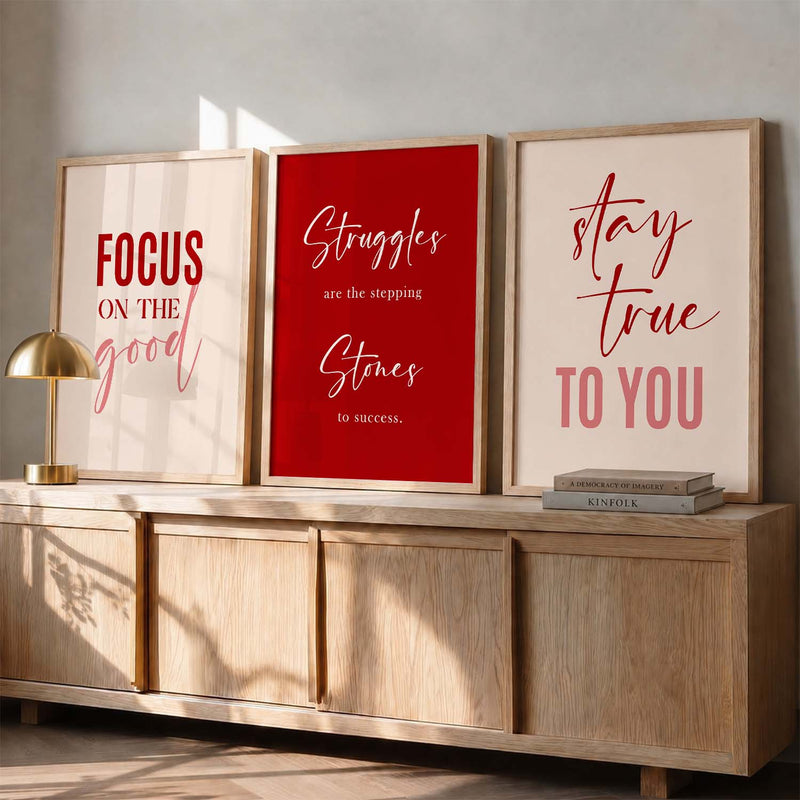 Dream Big Power Quote Modern Typography Motivational Quotes Wall Art Set of 3 Framed Prints