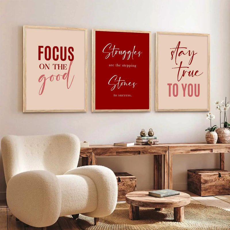 Dream Big Power Quote Modern Typography Motivational Quotes Wall Art Set of 3 Framed Prints