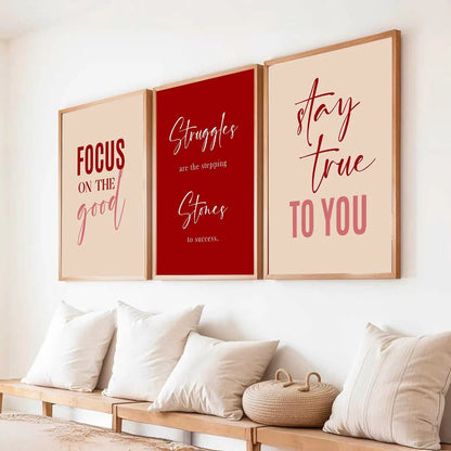 Dream Big Power Quote Modern Typography Motivational Quotes Wall Art Set of 3 Framed Prints