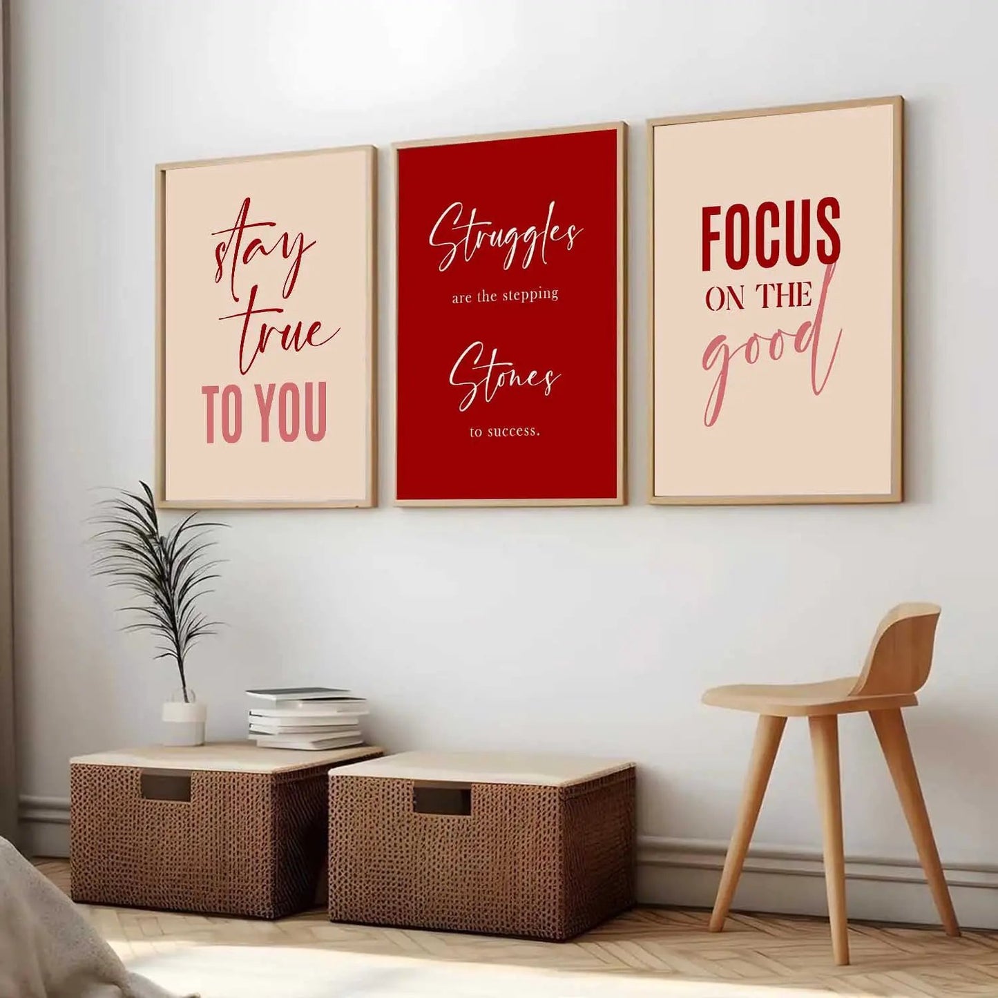 Dream Big Power Quote Modern Typography Motivational Quotes Wall Art Set of 3 Framed Prints