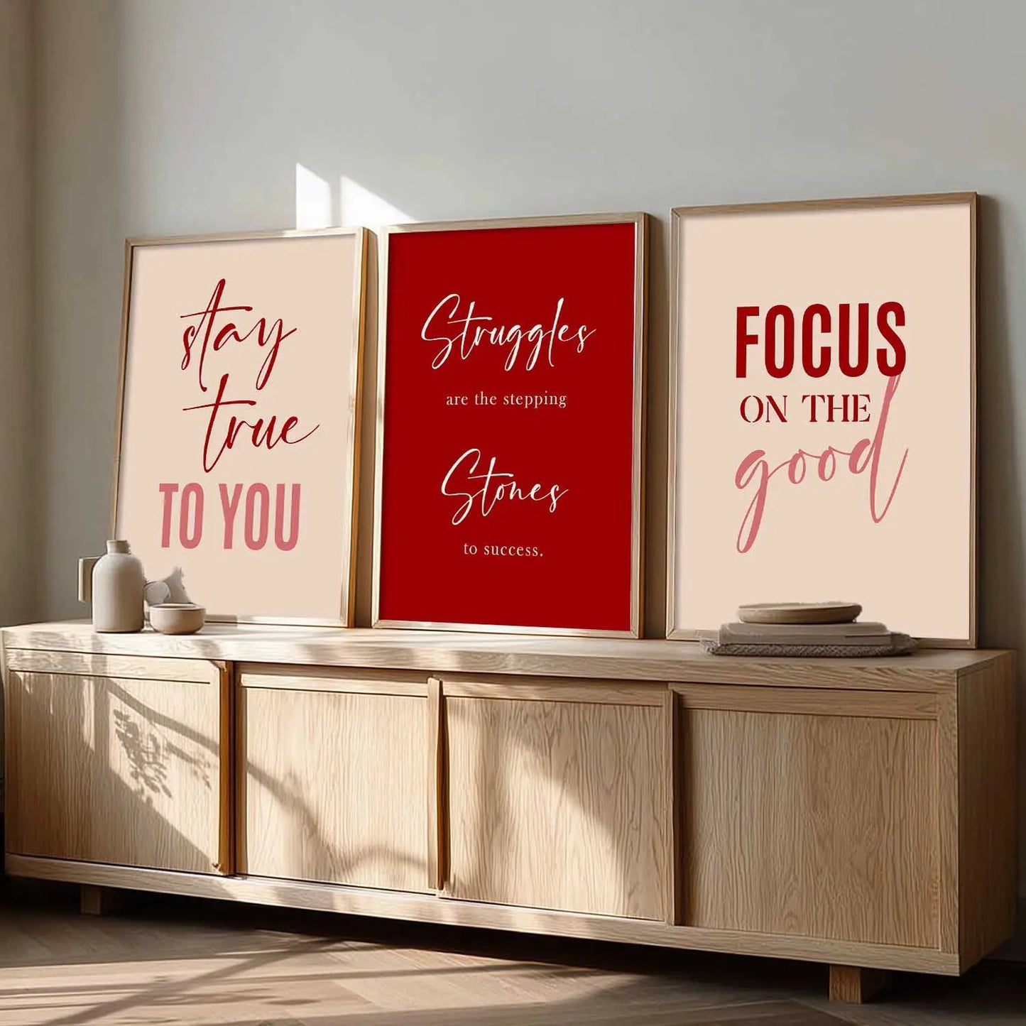 Dream Big Power Quote Modern Typography Motivational Quotes Wall Art Set of 3 Framed Prints