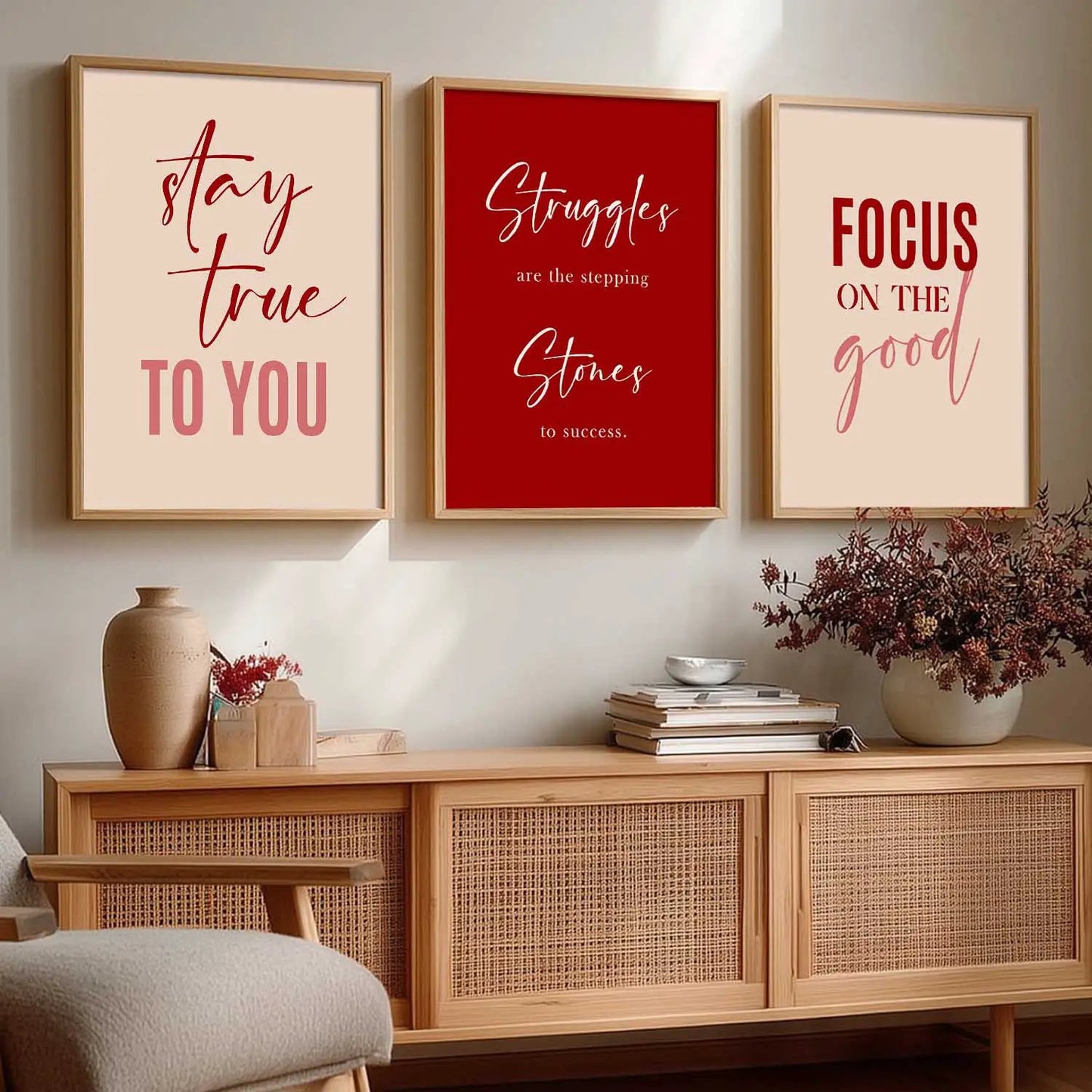 Dream Big Power Quote Modern Typography Motivational Quotes Wall Art Set of 3 Framed Prints