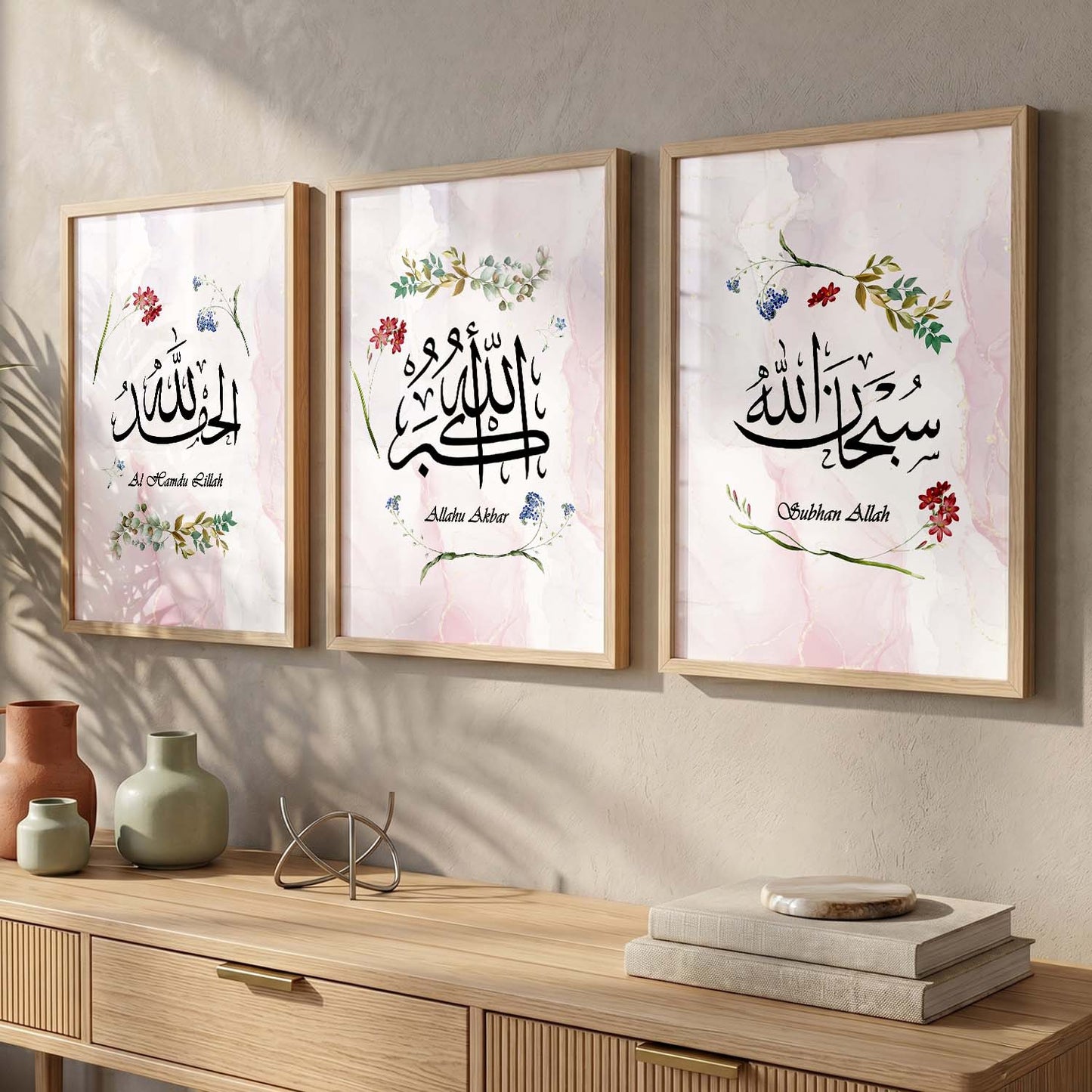 Kotart Religious Wall Prints - Modern Art Wall Prints for Living Room ( 11 inch x 14 inch, Framed ,Multicolor) Set of 3