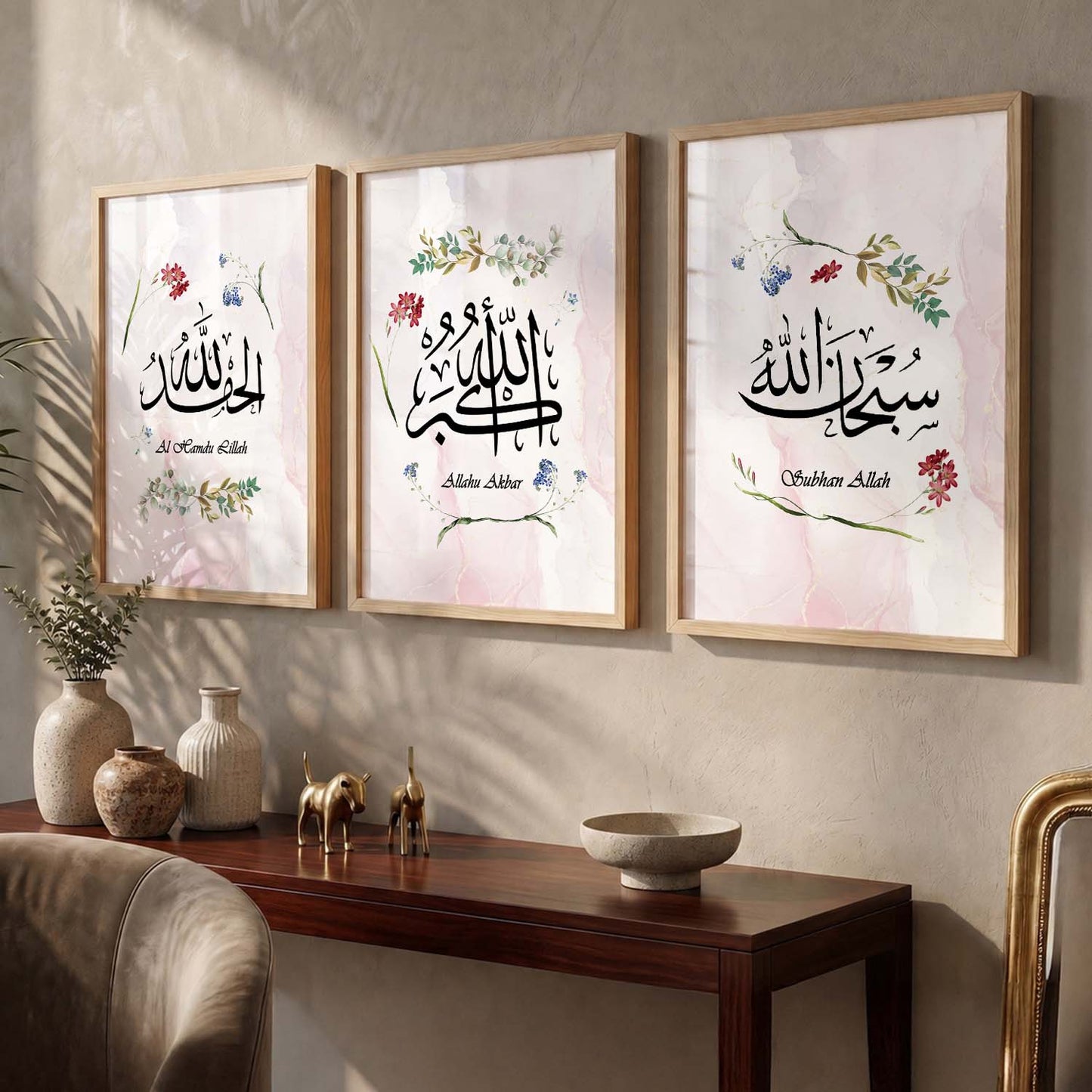 Kotart Religious Wall Prints - Modern Art Wall Prints for Living Room ( 11 inch x 14 inch, Framed ,Multicolor) Set of 3