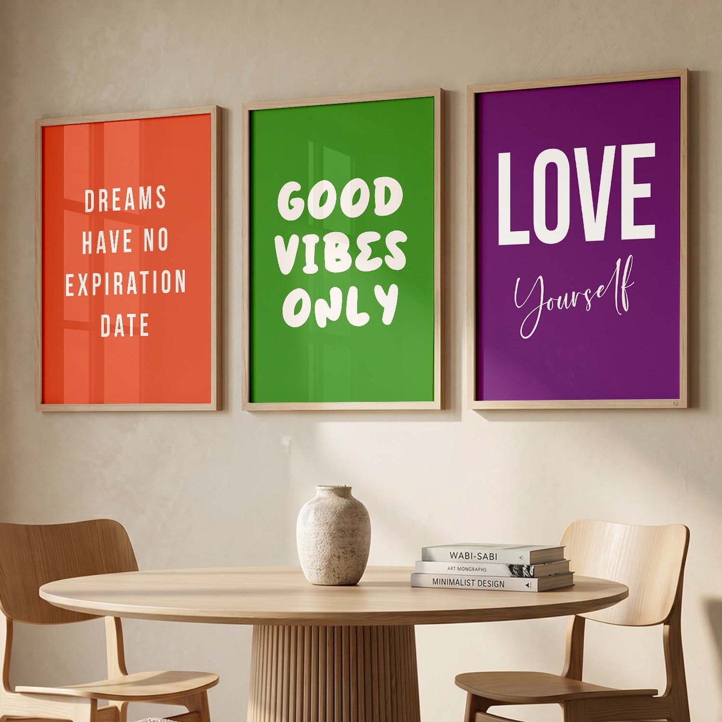 Goal Setting Modern Typography Motivational Quotes Wall Art Set of 3 Framed Prints