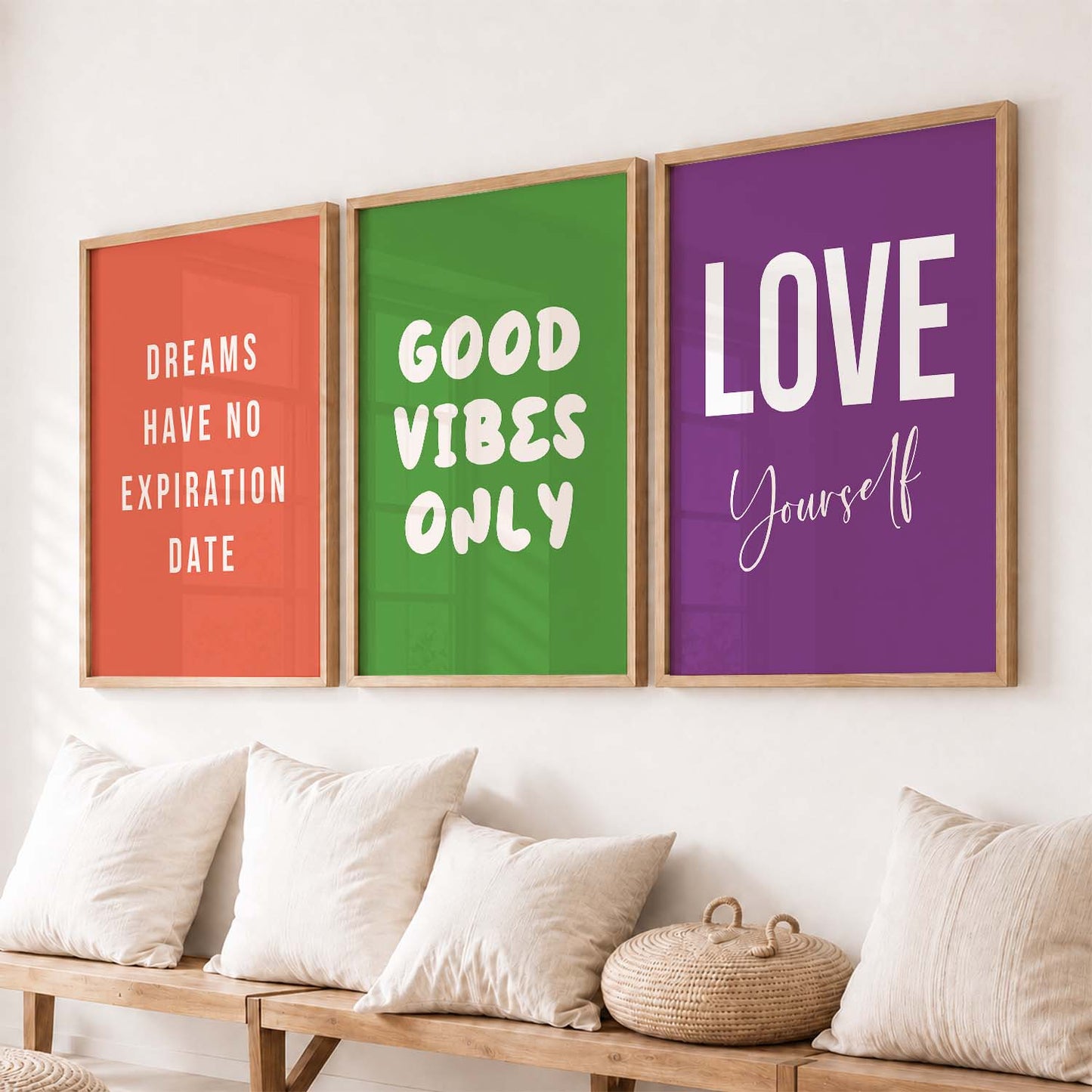 Goal Setting Modern Typography Motivational Quotes Wall Art Set of 3 Framed Prints