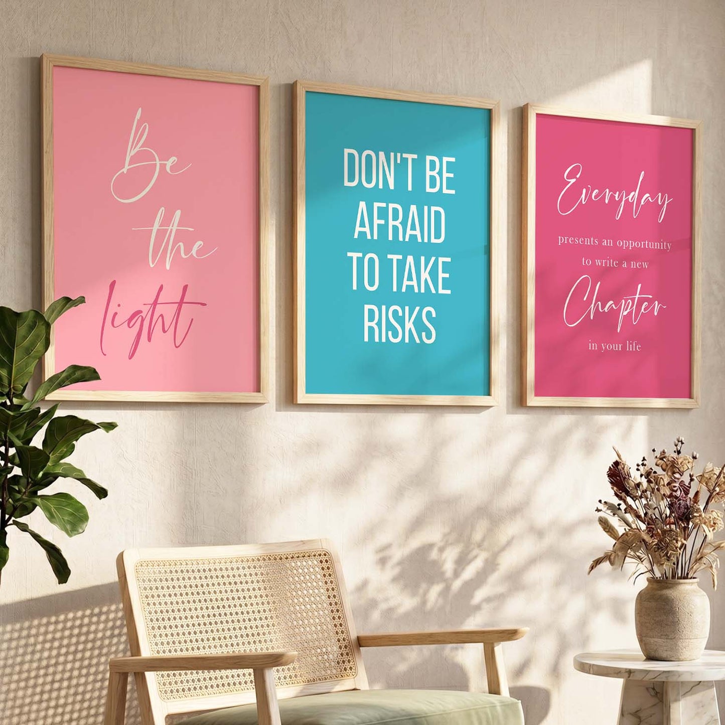Color Block Motivational Quotes Wall Art Set of 3 Framed Prints for Office