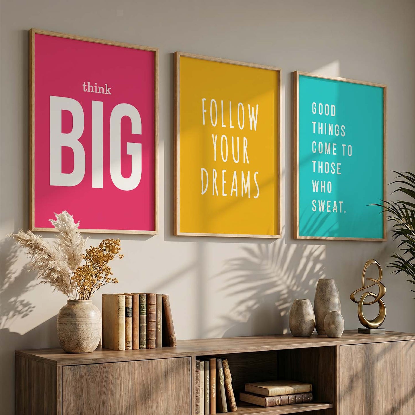 Power Quote Bold Typography Motivational Quotes Wall Art Set of 3 Framed Prints