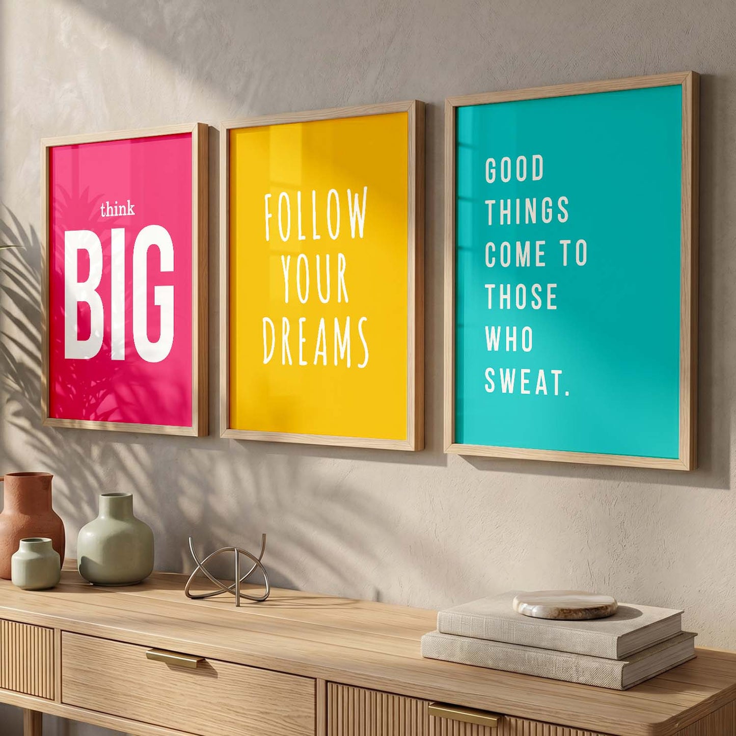 Power Quote Bold Typography Motivational Quotes Wall Art Set of 3 Framed Prints