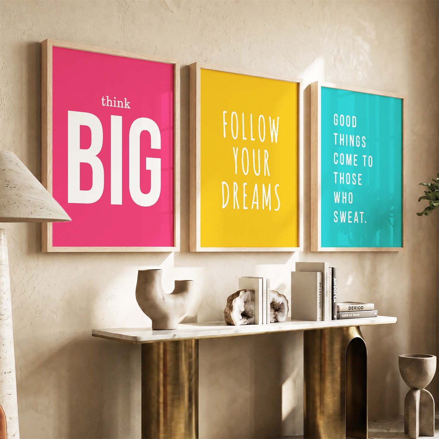 Power Quote Bold Typography Motivational Quotes Wall Art Set of 3 Framed Prints
