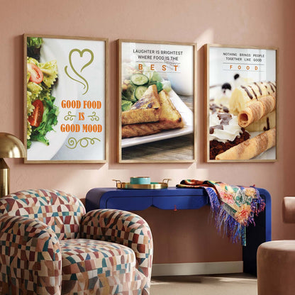 Kitchen Quotes Framed Wall Posters with Frame for Restaurant Bar Wall Decor