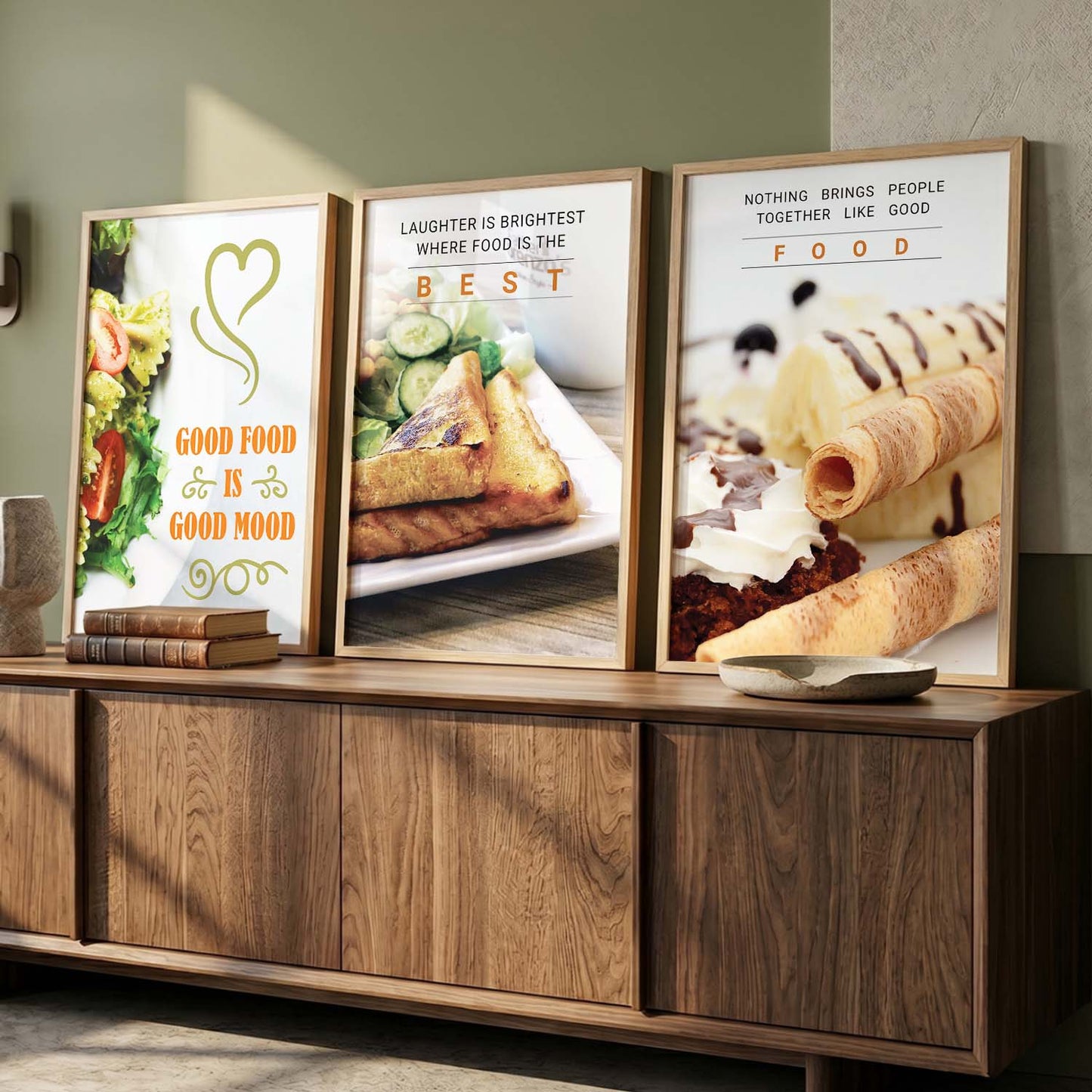 Kitchen Quotes Framed Wall Posters with Frame for Restaurant Bar Wall Decor