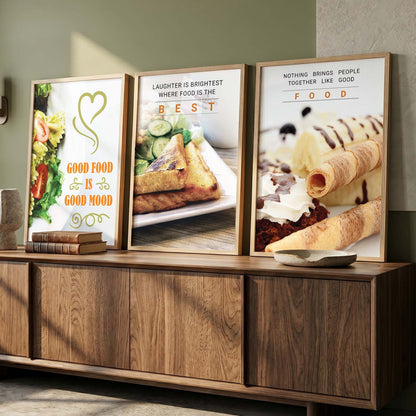 Kitchen Quotes Framed Wall Posters with Frame for Restaurant Bar Wall Decor
